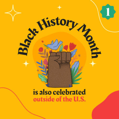 Instagram Post Template for Black History Month Featuring a Raised Fist Illustration 4662g-4740