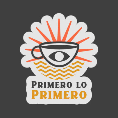Coffee-Themed Sticker Design Template Featuring a Quote
