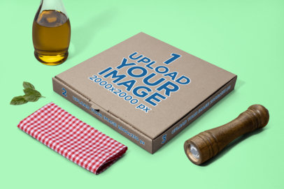 Pizza Box Mockup Featuring Customizable Food Items