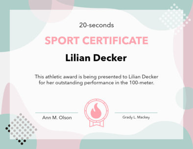 Certificate Maker for an Athletic Award 1670h