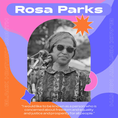 Black History Month-Themed Instagram Post Design Template Featuring a Picture of Rosa Parks 3702g-4740