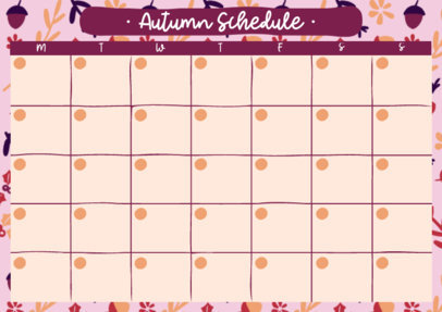 Calendar Design Maker Featuring a Background Pattern with Autumn Illustrations 4793h
