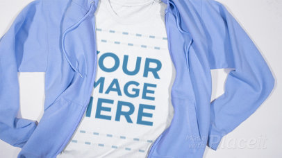 Round Neck T-Shirt in Stop Motion with a Zip-Up Hoodie