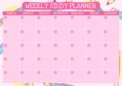 Calendar Design Template for a Weekly Study Plan with Illustrated Pencils 4793l
