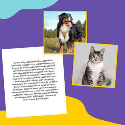 Pets-Themed Instagram Post Template Featuring Important Info About Cats and Dogs