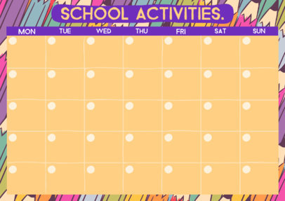 Monthly Calendar Design Creator for School Activities 4793m