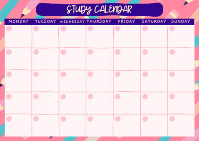 Study Calendar Design Generator Featuring an Illustrated Pencil Pattern 4793n