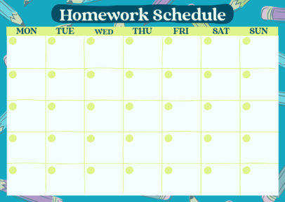 Calendar Generator for a Homework Schedule with a Pencil Background Pattern 4793o