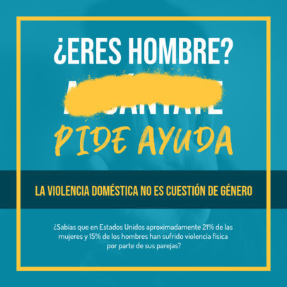 Instagram Post Template for Men Suffering from Domestic Violence