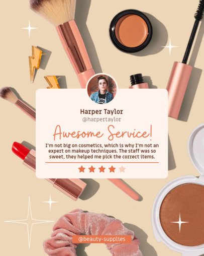 Customer Review Instagram Post Generator Featuring a Positive Review for a Makeup Artist
