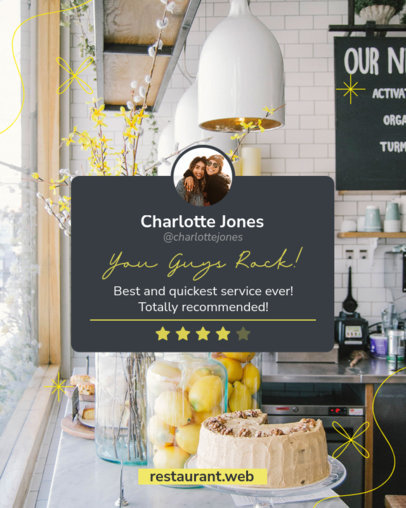 Customer Review Instagram Post Template for a Bakery Featuring a Five-Star Rating System