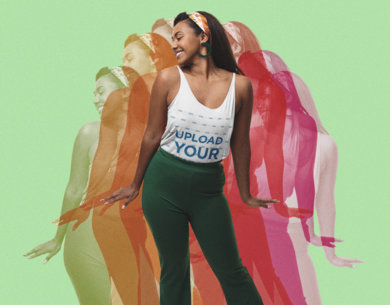 Colorful Retro Mockup Featuring a Woman With a Tank Top 