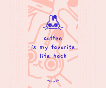 Coffee-Themed Paper Cup Design Maker With an Illustrated Bunny and a Quote