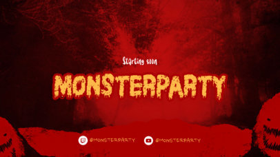 Twitch Starting Soon Screen Design Template for a Horror Game Party