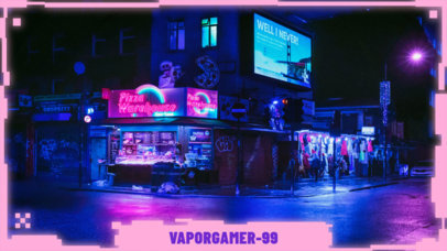 Twitch Webcam Overlay Design Template Featuring a Cyberpunk Aesthetic 3371c