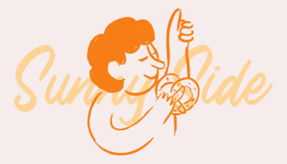 Illustrated Front Business Card Template for a Coffee Shop With a Man Eating a Pretzel 5226c