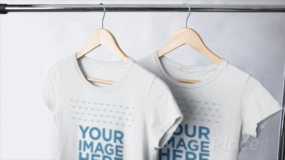 Video of Round Neck T-Shirts Hanging on a Clothing Rack