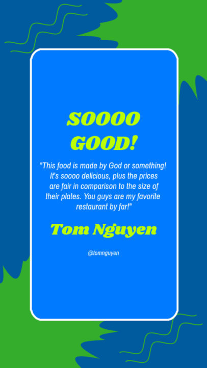 Instagram Story Creator Featuring Customer Feedback for a Food Service 4789e