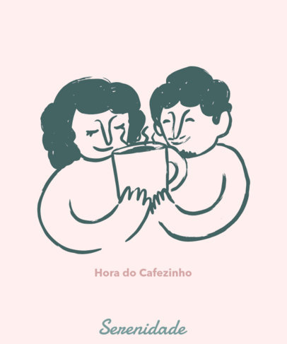 Illustrated Tote Bag Design Creator Featuring a Couple Drinking Coffee 