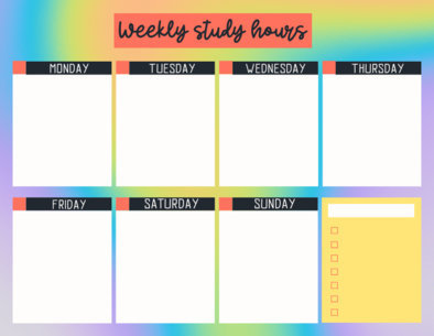 Calendar Template for a Weekly Study Schedule with a Gradient Background 4792d