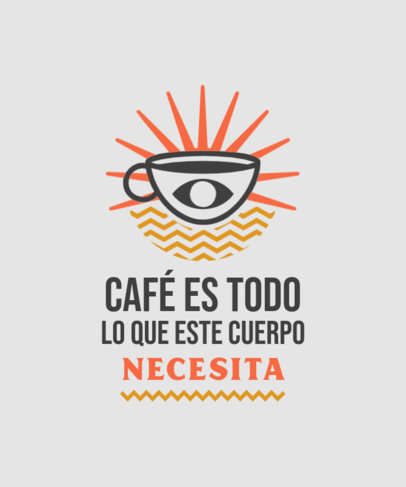Coffee-Themed T-Shirt Design Template With a Quote and a Mug Graphic 