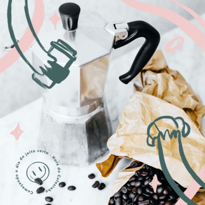 Instagram Post Creator with a Coffee Theme and Fun Doodles