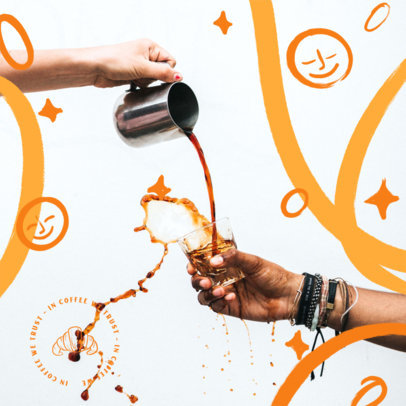 Instagram Post Maker for a Coffee Shop Featuring Doodles and Strokes