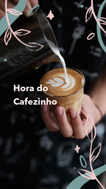 Instagram Story Generator for Coffee Shops Featuring Plant Doodles