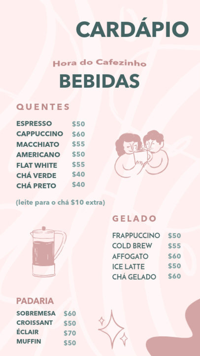 Instagram Story Generator Featuring a Menu Layout and Unique Illustrations