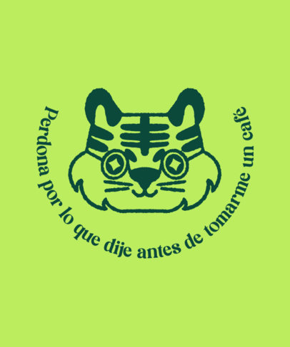 Illustrated T-Shirt Design Creator With a Tiger Graphic and a Coffee Quote