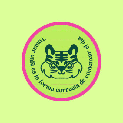 Illustrated Sticker Design Creator With a Coffee Quote and a Tiger