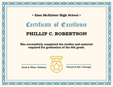 Certificate Template Granted by a High School 1670k