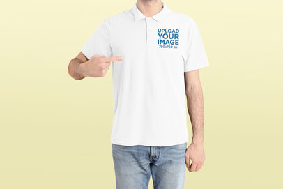 Mockup of a Man Pointing at His Polo Shirt Featuring a Colorful Background m22017 r-el2