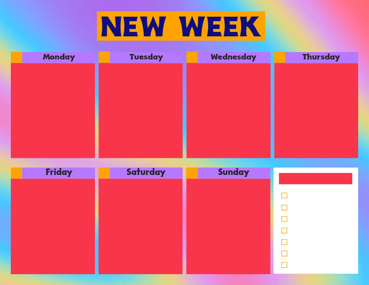 Placeit Weekly Calendar Generator Featuring a Colorful Background