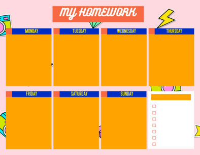 Calendar Design Maker for a Weekly Homework Schedule 4792f