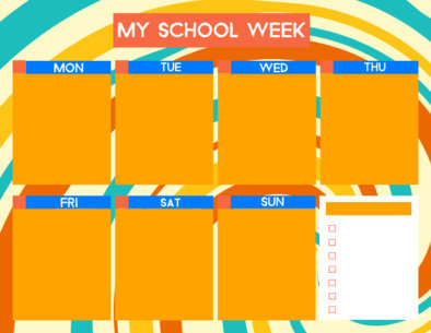 Calendar Creator for a School Week Schedule with a Retro-Style Background Pattern 4792g