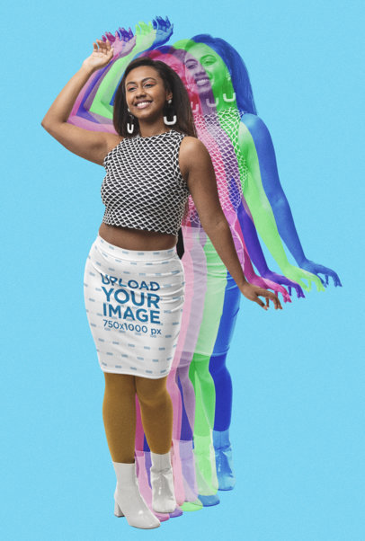 Mockup of a Woman Wearing a Retro Pencil Skirt While Dancing m26564