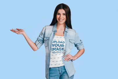 Tank Top Mockup of a Smiling Woman Pointing at Something m26201 r-el2