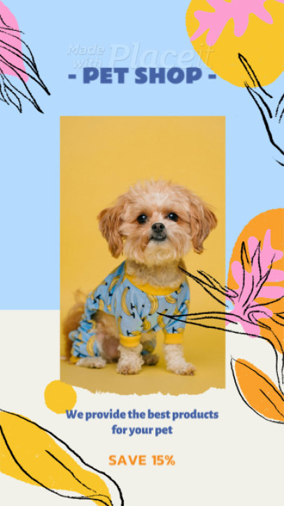 Instagram Story Video Maker for a Pet Shop Featuring an Animated Background and a Dog Picture