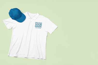Mockup of a Flat Laid Polo Shirt Featuring a Hat m21942 r-el2