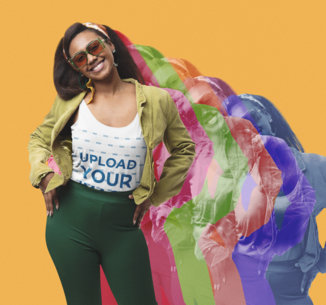 Retro Mockup of a Woman Wearing a Bella Canvas Tank Top with a 3D Effect