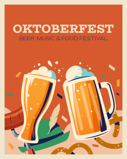 Instagram Post Template Featuring Illustrated Graphics for an Oktoberfest Event