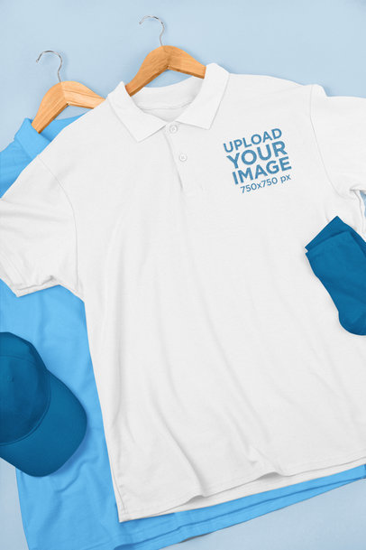 Mockup of a Polo Shirt Placed Over a Shirt Featuring a Cap and a Pair of Socks m21727 r-el2