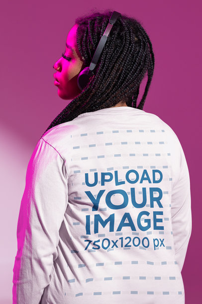 Back View Mockup of a Gamer Wearing a Long-Sleeve Tee m28502