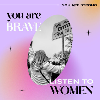 Instagram Post Design Template Featuring a Feminist Theme and a Gradient Background 4233h-4807
