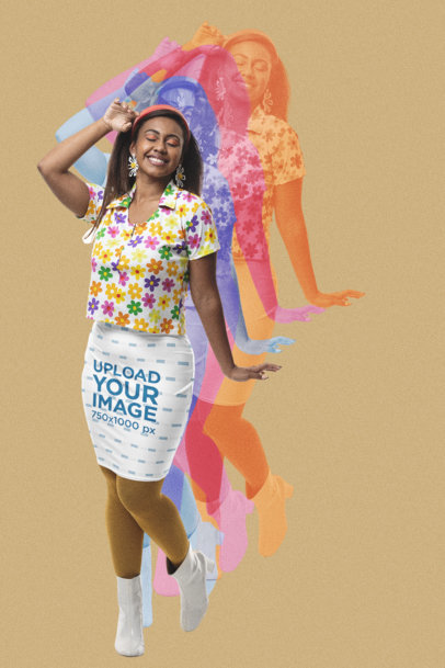 Mockup of a Woman With a Retro Look Wearing a Pencil Skirt m26561