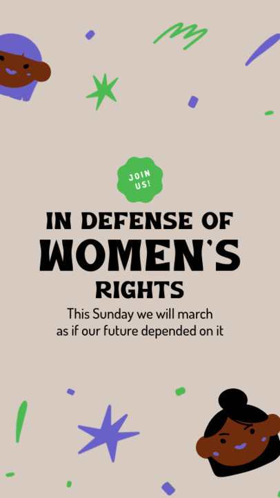 Illustrated Instagram Story Design Creator for a Women’s Rights March 4432i-4807a