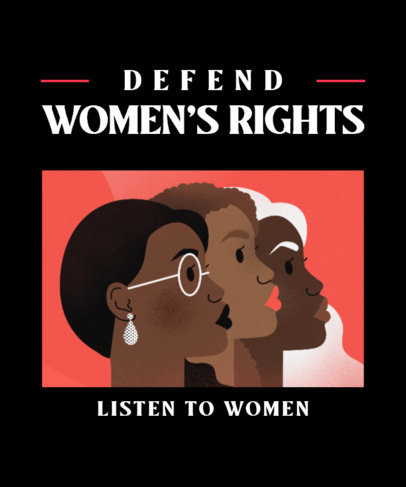 Illustrated T-Shirt Design Creator Featuring a Feminist Theme and Bold Fonts