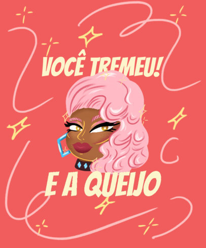 T-Shirt Design Template Featuring a Drag Queen With Pink Hair 5274c