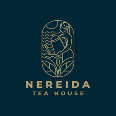 Tea House-Themed Logo Maker Featuring a Woman With a Teapot Graphic